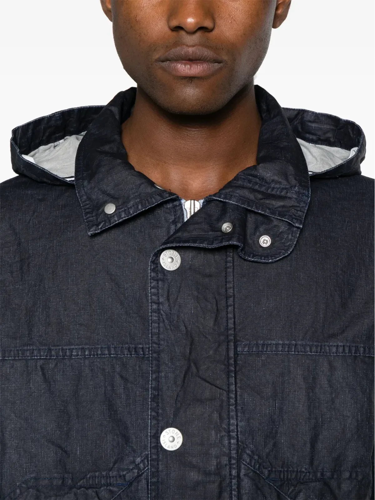 Stone Island ロー・プレーテッド リネン フード付きジャケット - 画像5