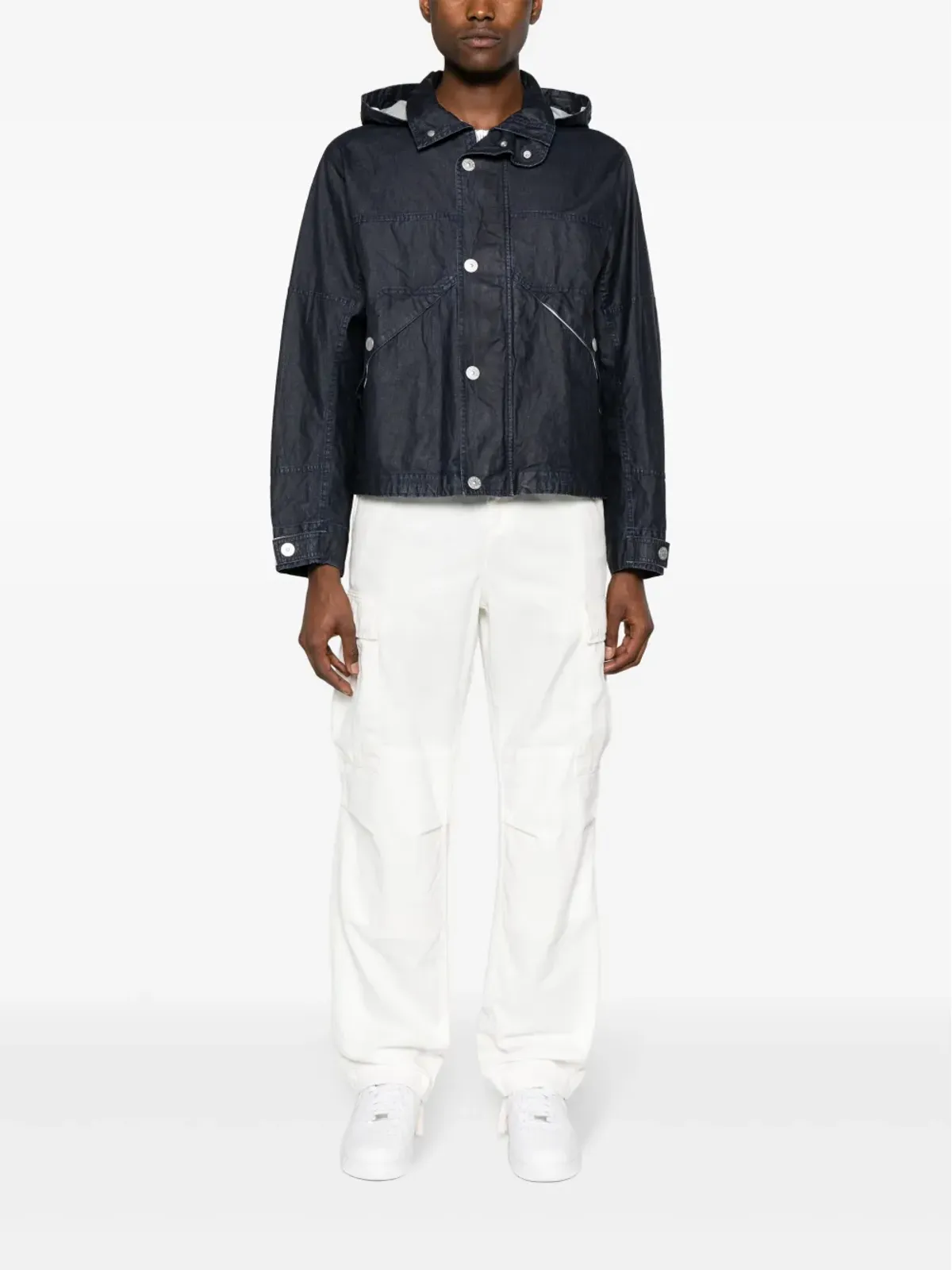 Stone Island ロー・プレーテッド リネン フード付きジャケット - 画像2