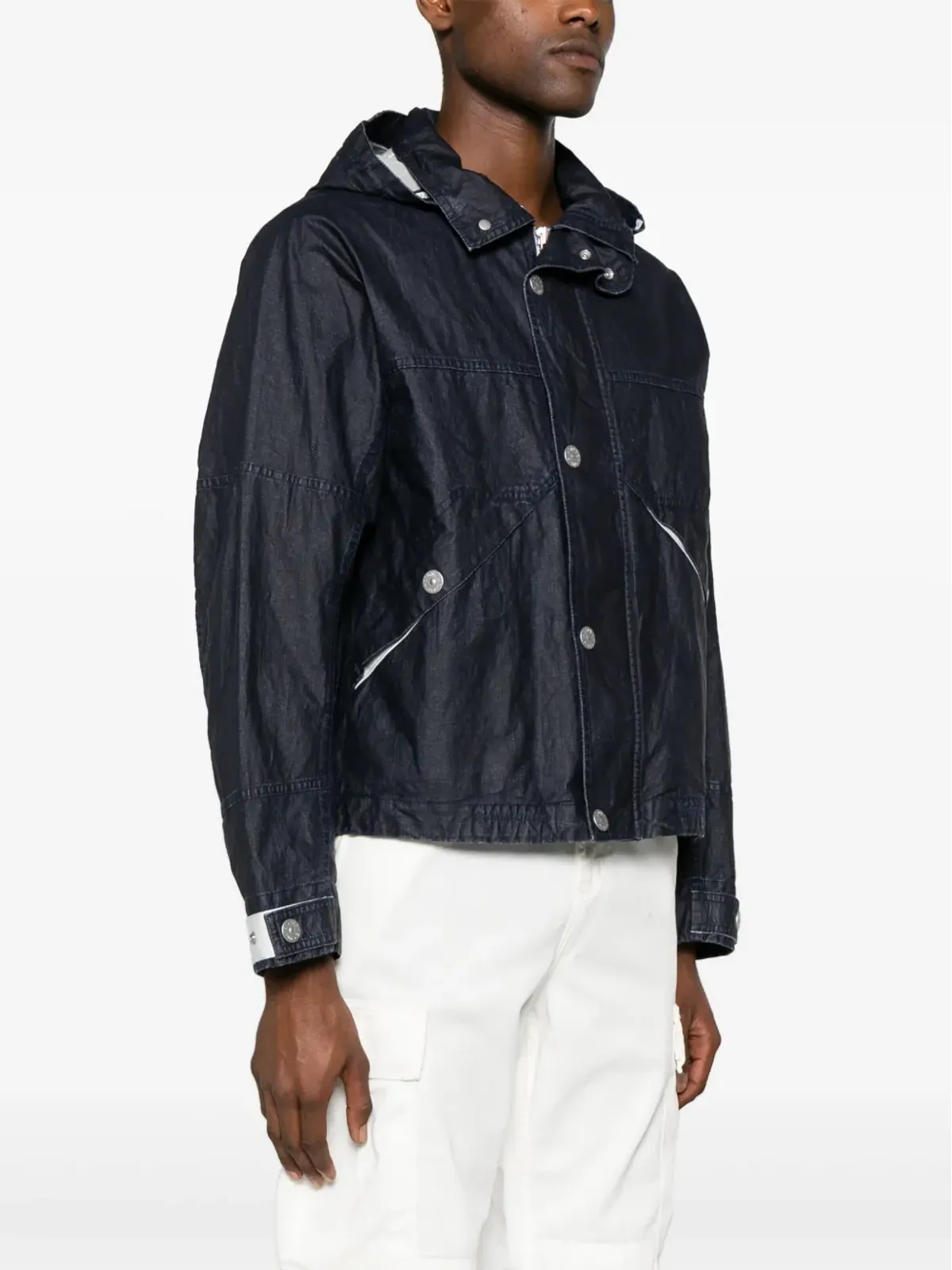 Stone Island ロー・プレーテッド リネン フード付きジャケット - 画像3