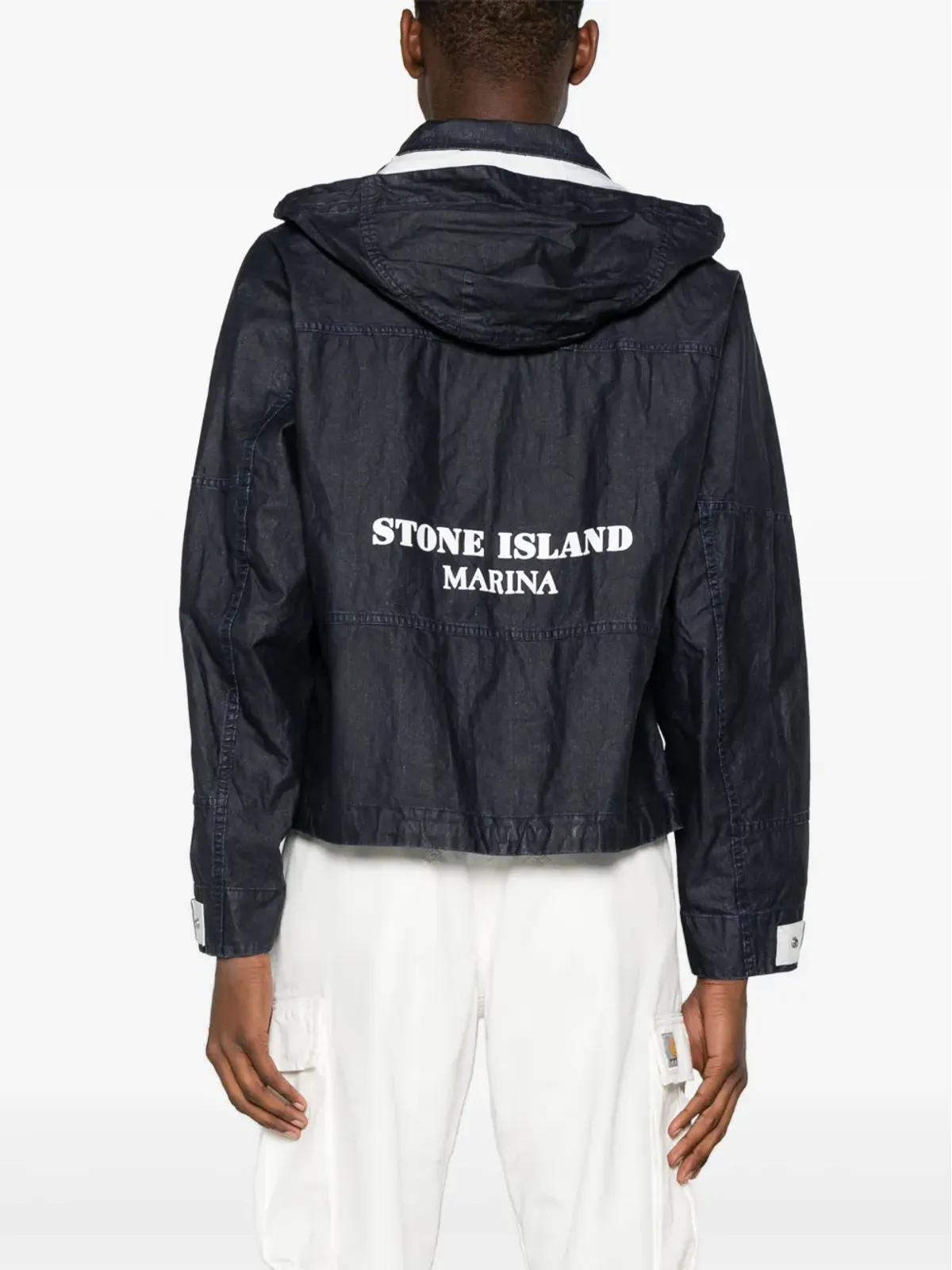 Stone Island ロー・プレーテッド リネン フード付きジャケット - 画像4