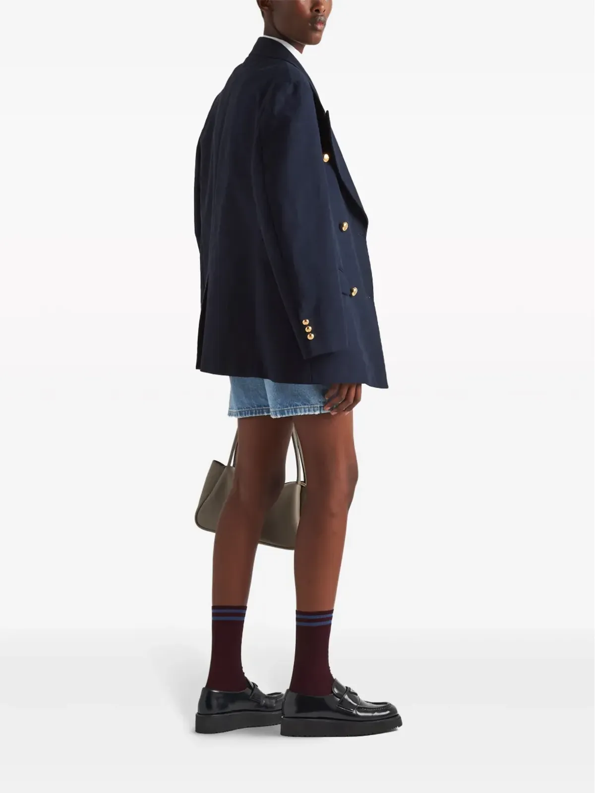 Prada ダブルブレスト コットン ブレザー ブルー - 画像3