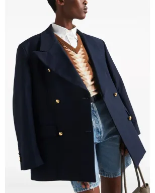 Prada ダブルブレスト コットン ブレザー ブルー - サムネイル4