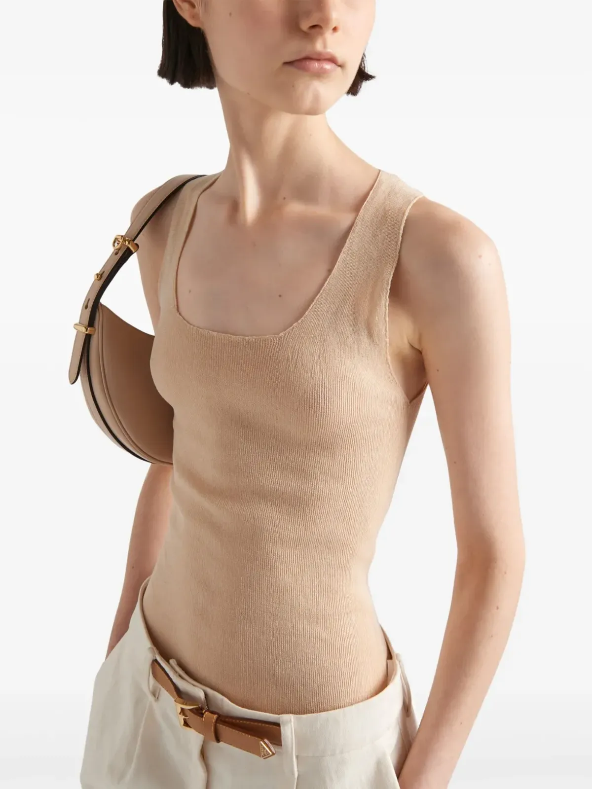 Prada コットンリブ編みタンクトップ - ニュートラルカラー - 画像4
