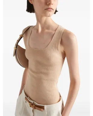 Prada コットンリブ編みタンクトップ - ニュートラルカラー - サムネイル4