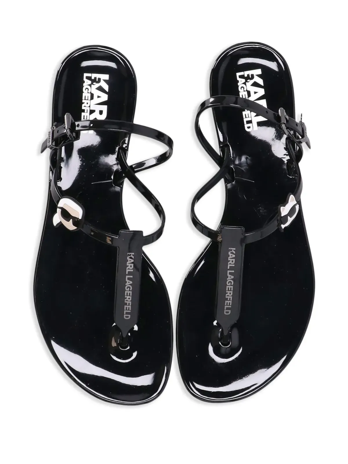 Karl Lagerfeld Ikonik Karl NFT パテント仕上げ サンダル - ブラック - 画像4