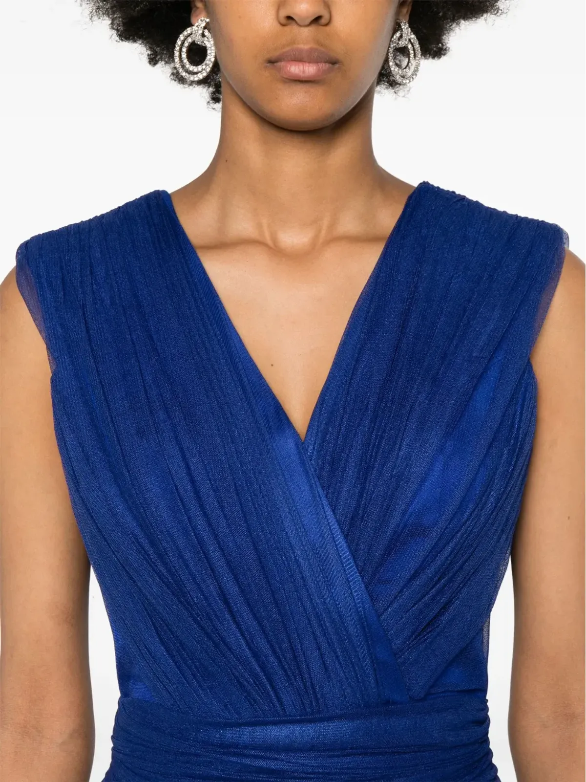 Rhea Costa draped midi dress - Blue - 画像5