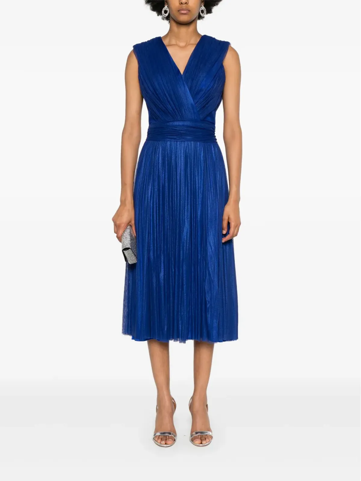 Rhea Costa draped midi dress - Blue - 画像2