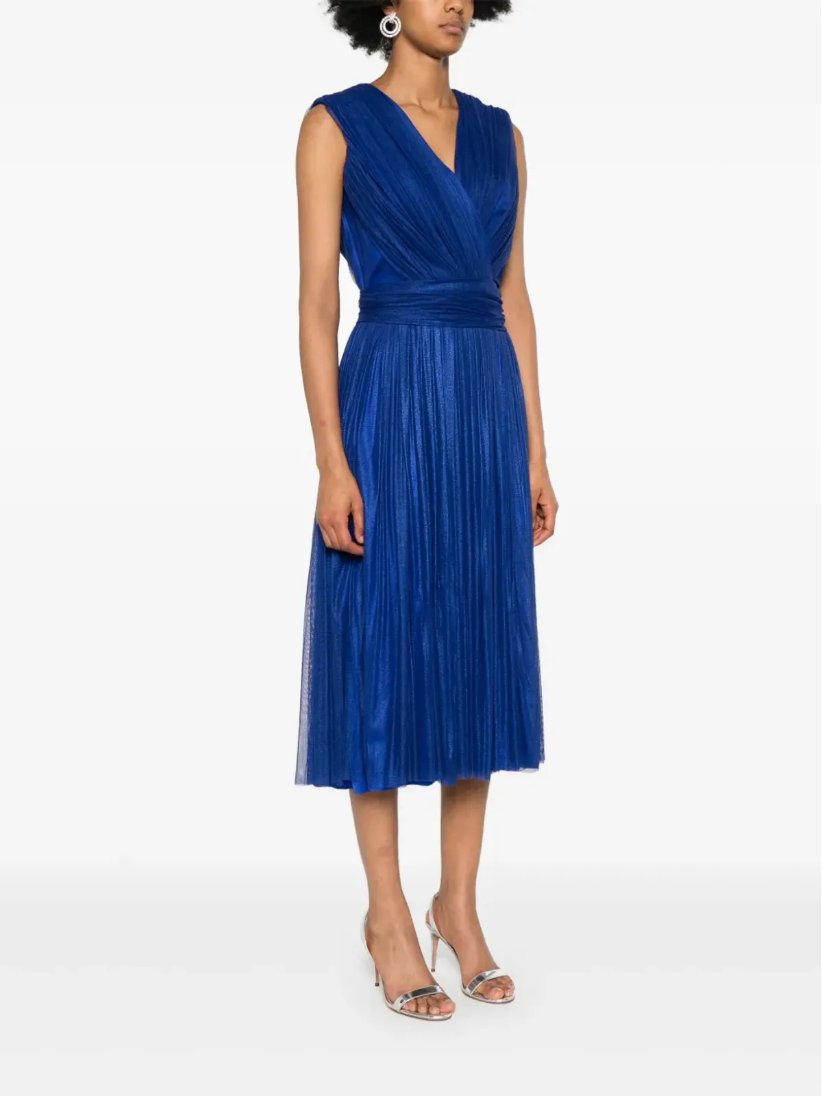 Rhea Costa draped midi dress - Blue - 画像3