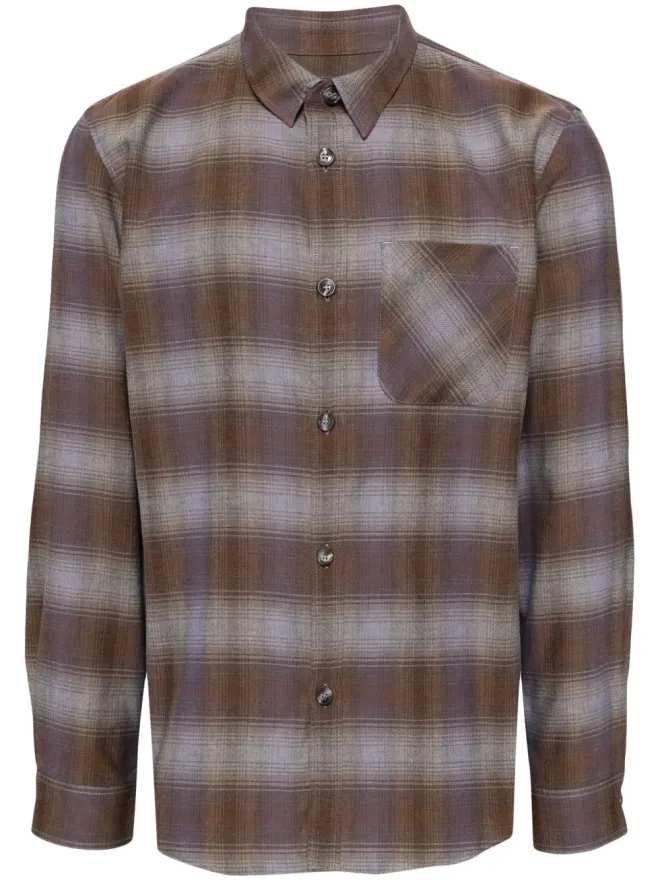A.P.C. A.P.C. チェック柄コットンシャツ - ブラウンの商品画像
