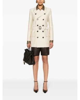 Saint Laurent ベルト付き ダブルブレスト コート - ニュートラルカラー - サムネイル2