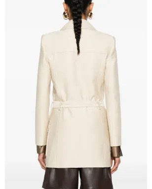 Saint Laurent ベルト付き ダブルブレスト コート - ニュートラルカラー - サムネイル4