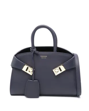 Ferragamo ロゴプリント レザートートバッグ ブルー - サムネイル1