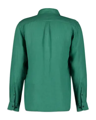 120% Lino グリーンの長袖リネンシャツ - サムネイル2