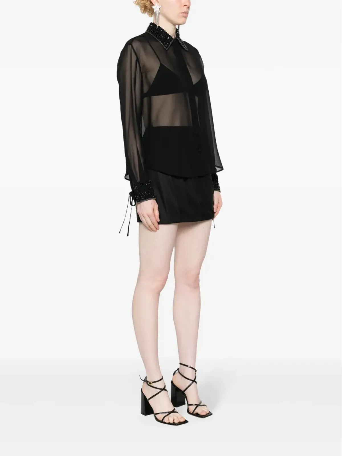 Blugirl ビーズディテール入りシフォンブラウス - 画像3