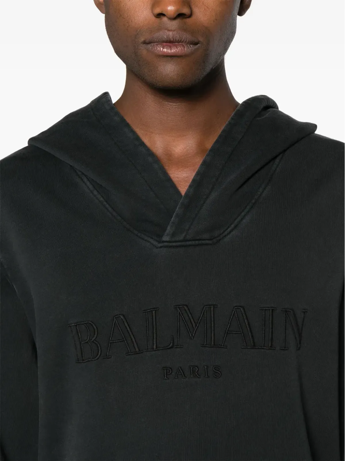 Balmain ロゴ刺繍 コットン フーディー - グレー - 画像5