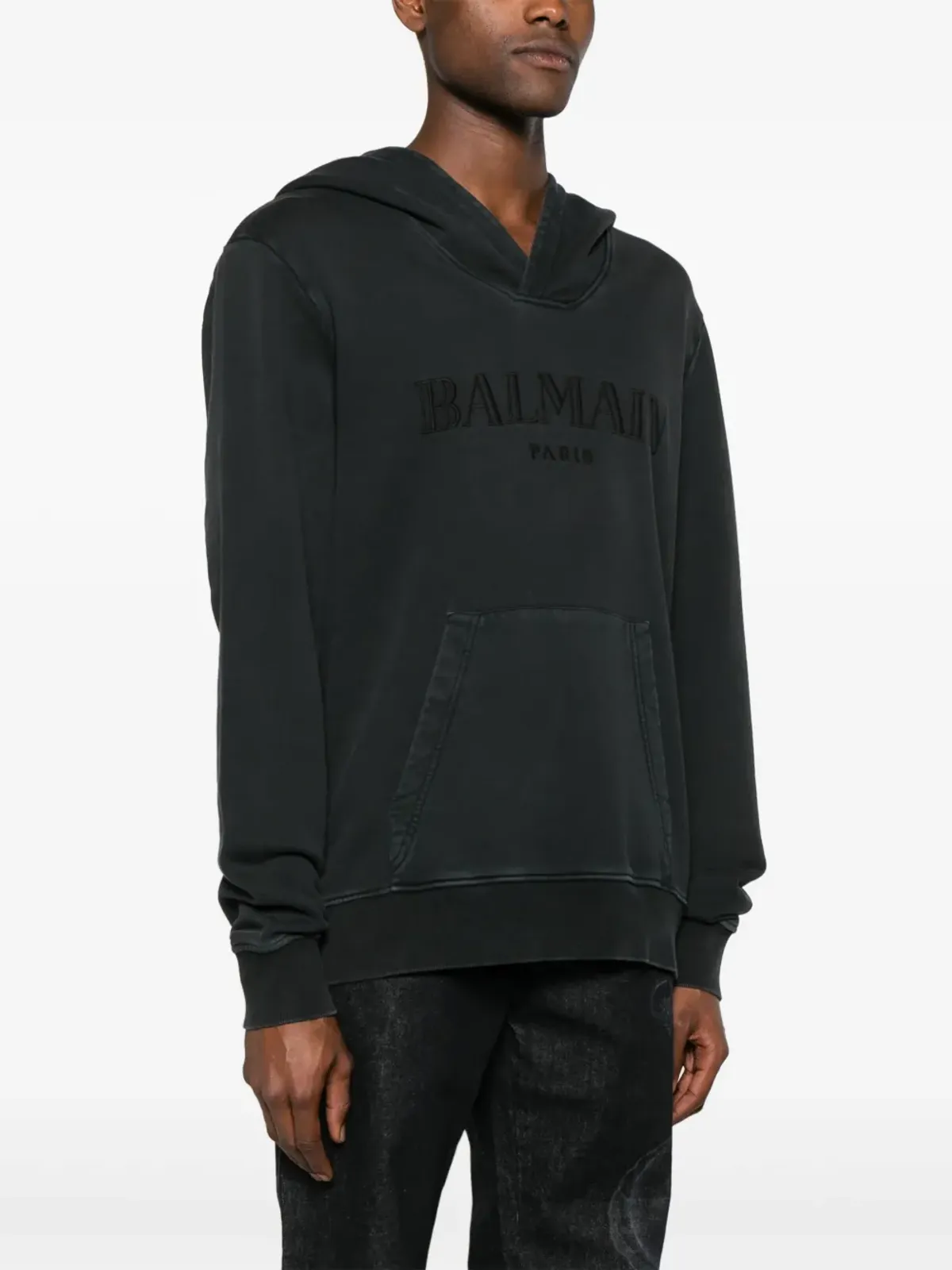 Balmain ロゴ刺繍 コットン フーディー - グレー - 画像3