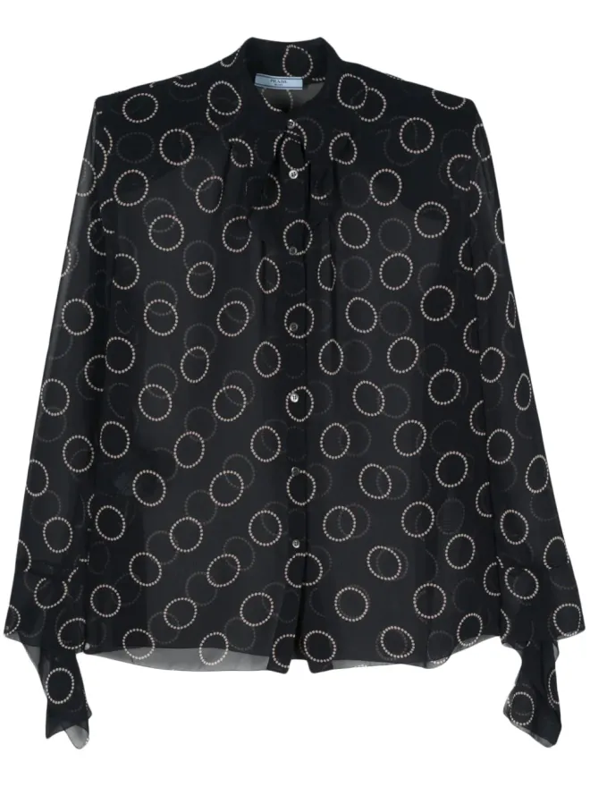 Prada Prada グラフィックプリント入りセミシアーシャツの商品画像