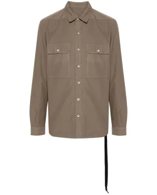 Rick Owens DRKSHDW オーガニックコットンポプリン シャツ ブラウン - サムネイル1