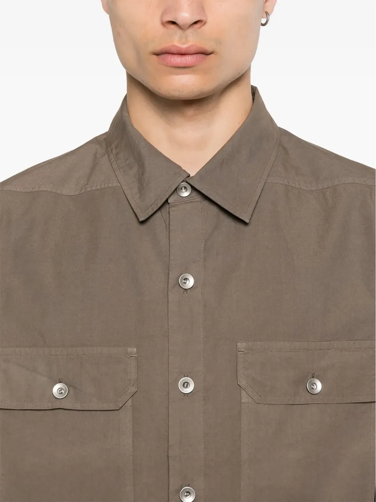Rick Owens DRKSHDW オーガニックコットンポプリン シャツ ブラウン - 画像5