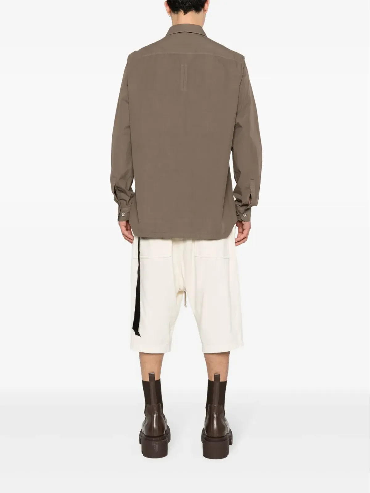 Rick Owens DRKSHDW オーガニックコットンポプリン シャツ ブラウン - 画像4