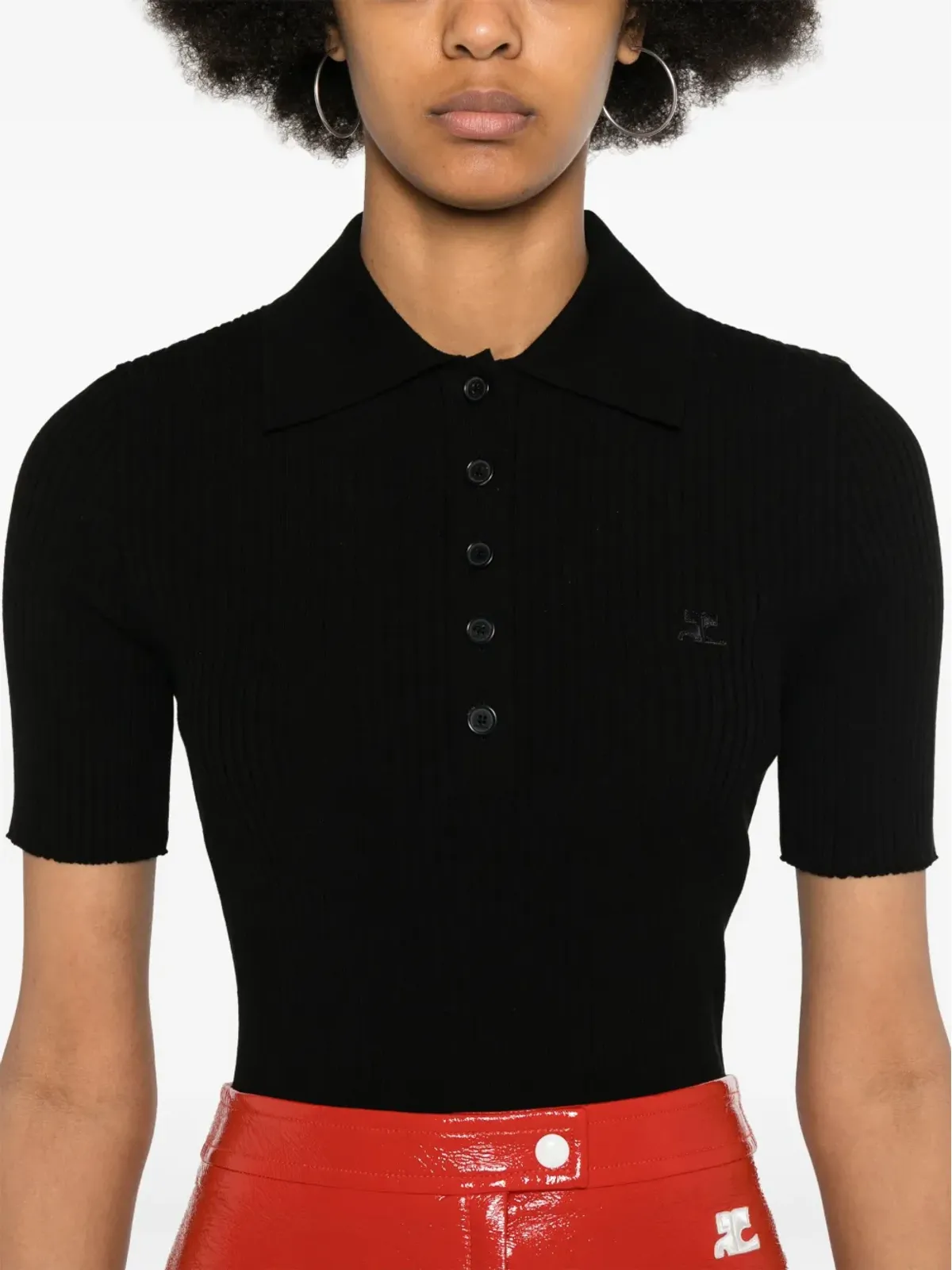 Courrèges アイコニック リブニット ポロシャツ - 画像5