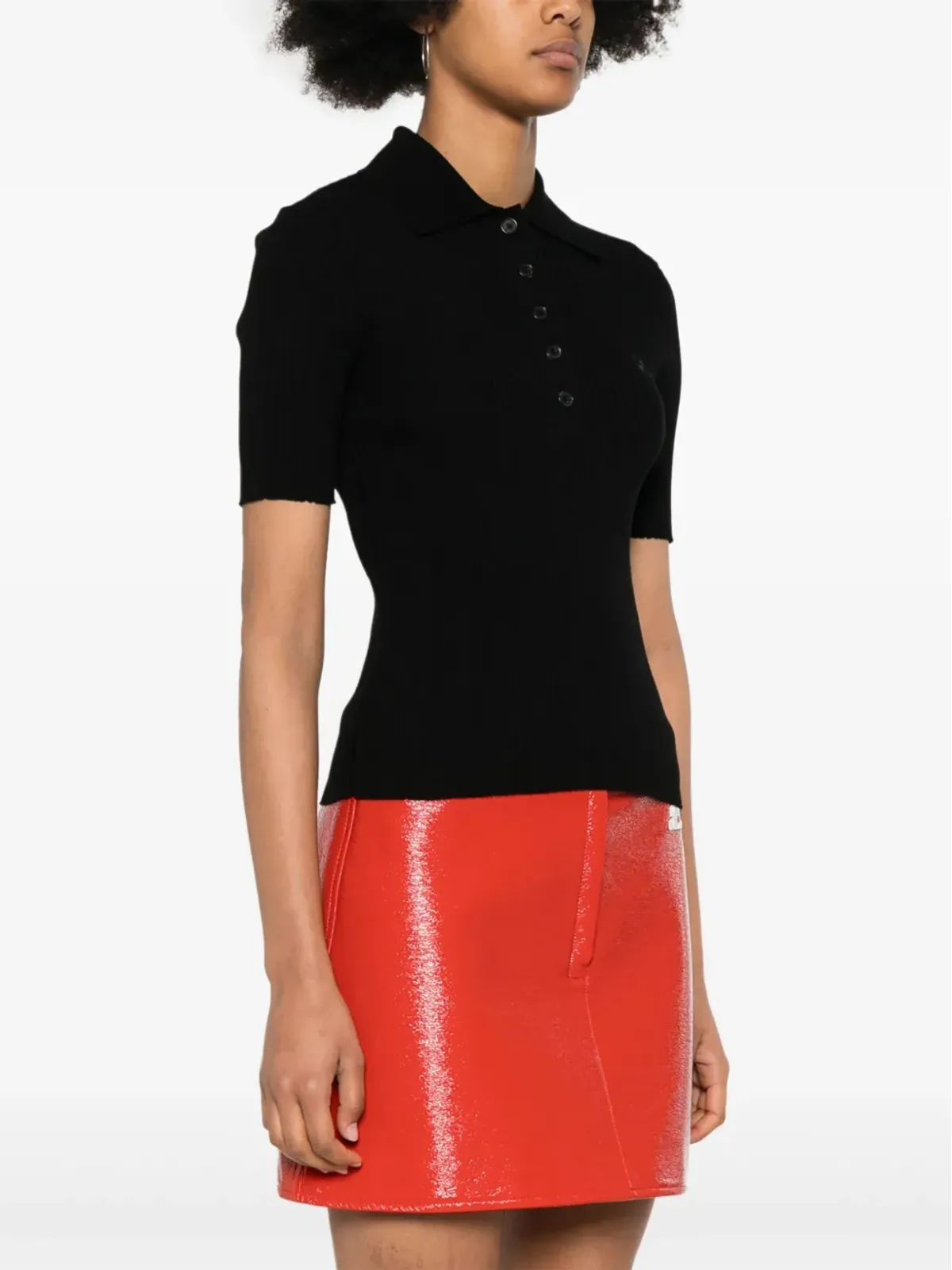Courrèges アイコニック リブニット ポロシャツ - 画像3