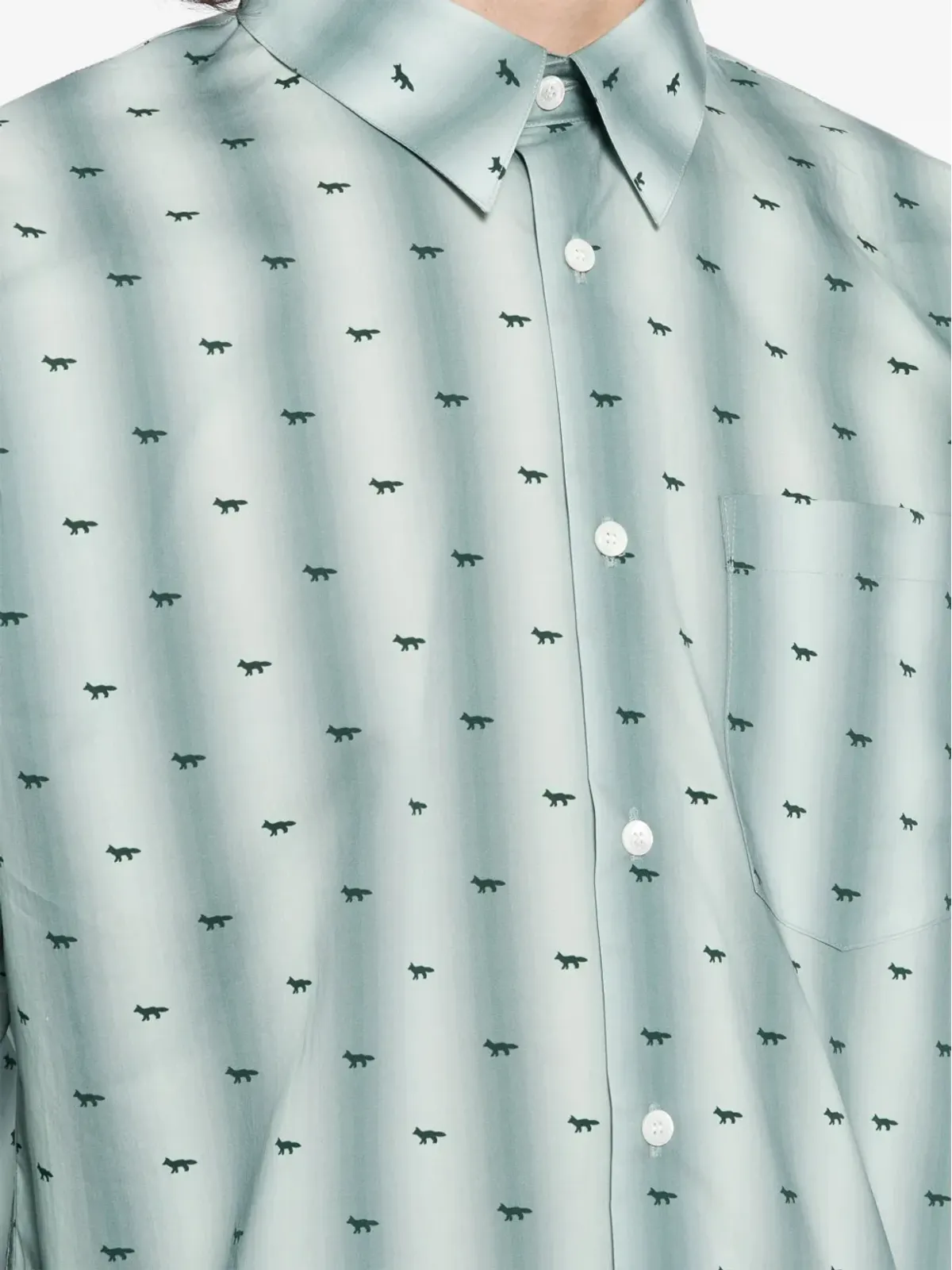 Maison Kitsuné ロゴプリント コットンシャツ - グリーン - 画像5
