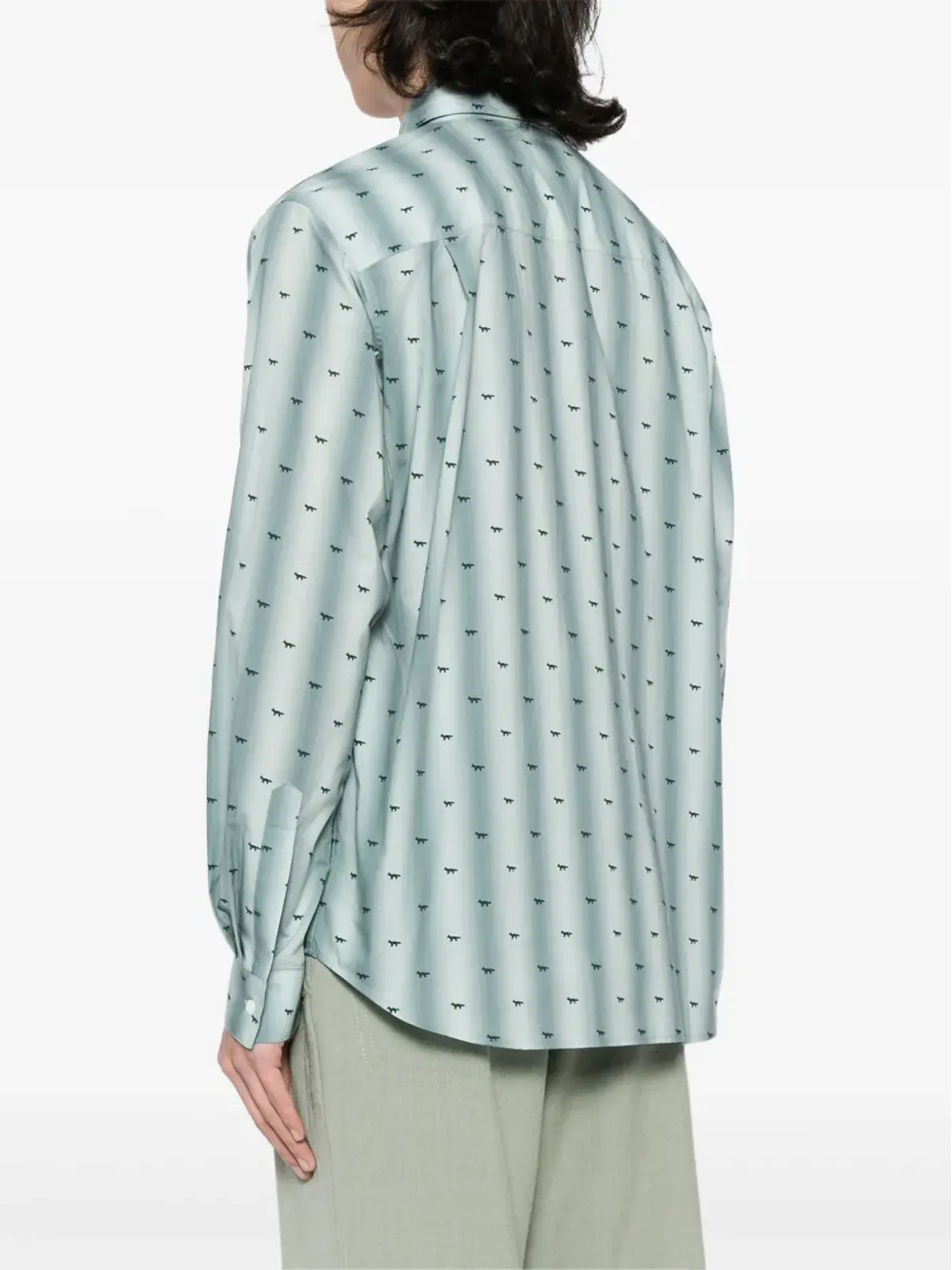 Maison Kitsuné ロゴプリント コットンシャツ - グリーン - 画像4