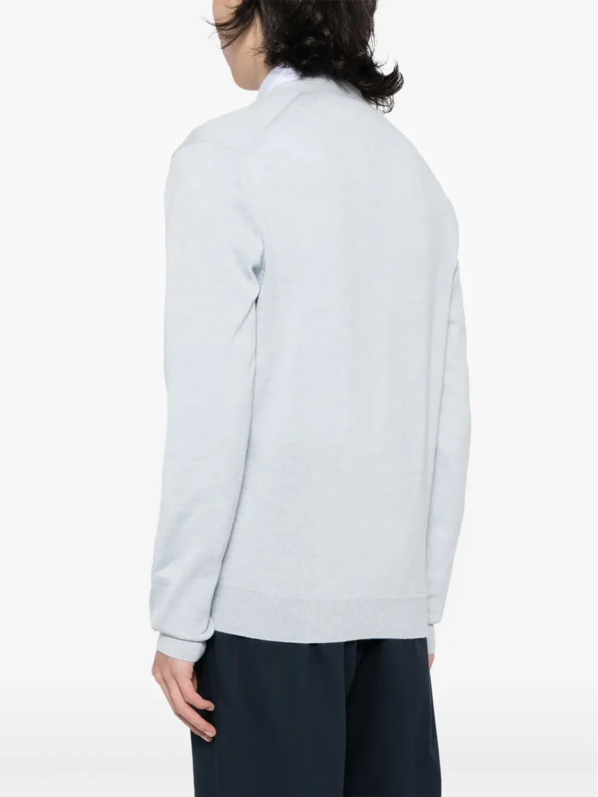 Maison Kitsuné フォックスヘッド・アップリケ ウール カーディガン ブルー - 画像4