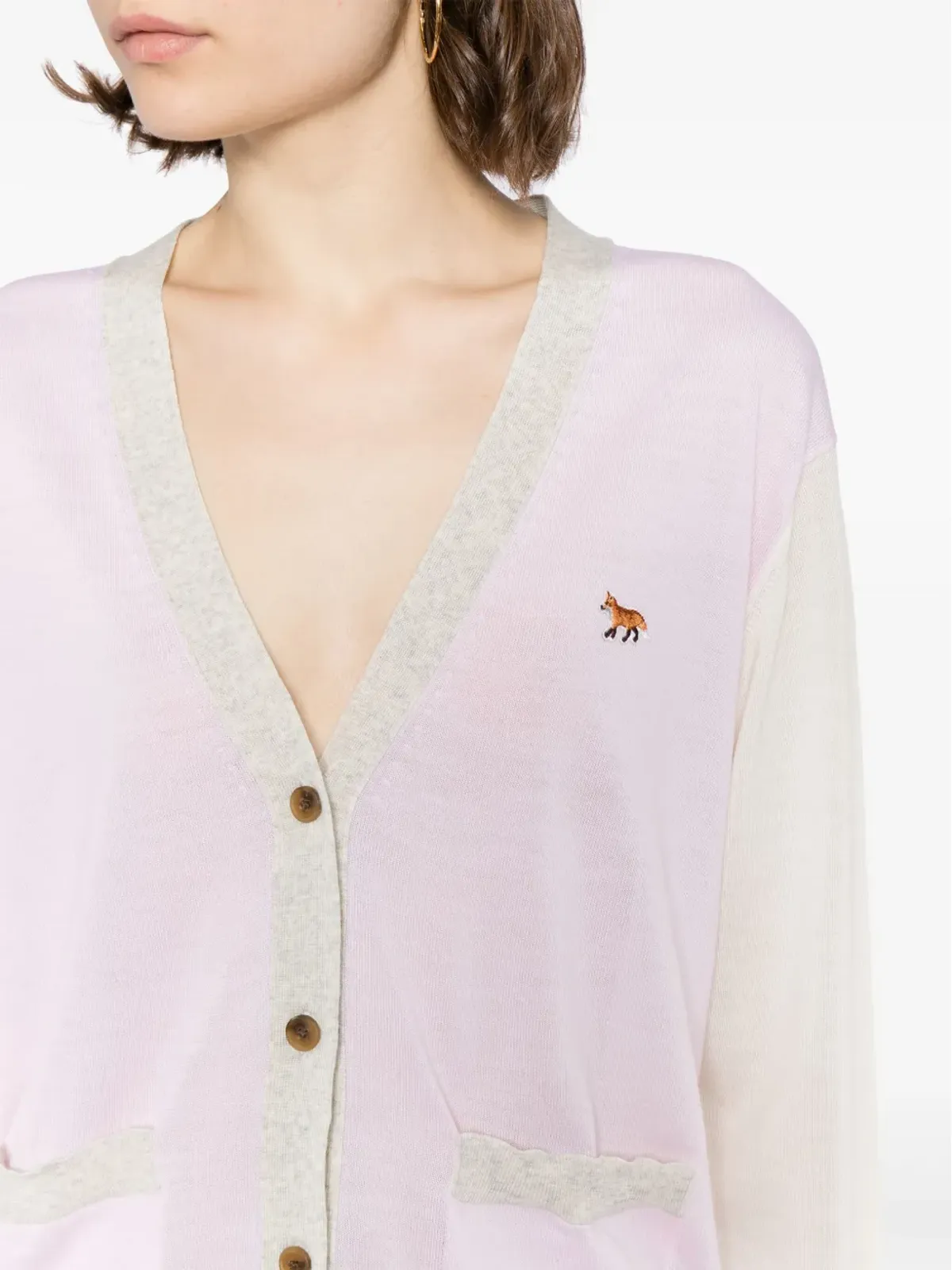 Maison Kitsuné ロゴアップリケ カーディガン - ピンク - 画像5