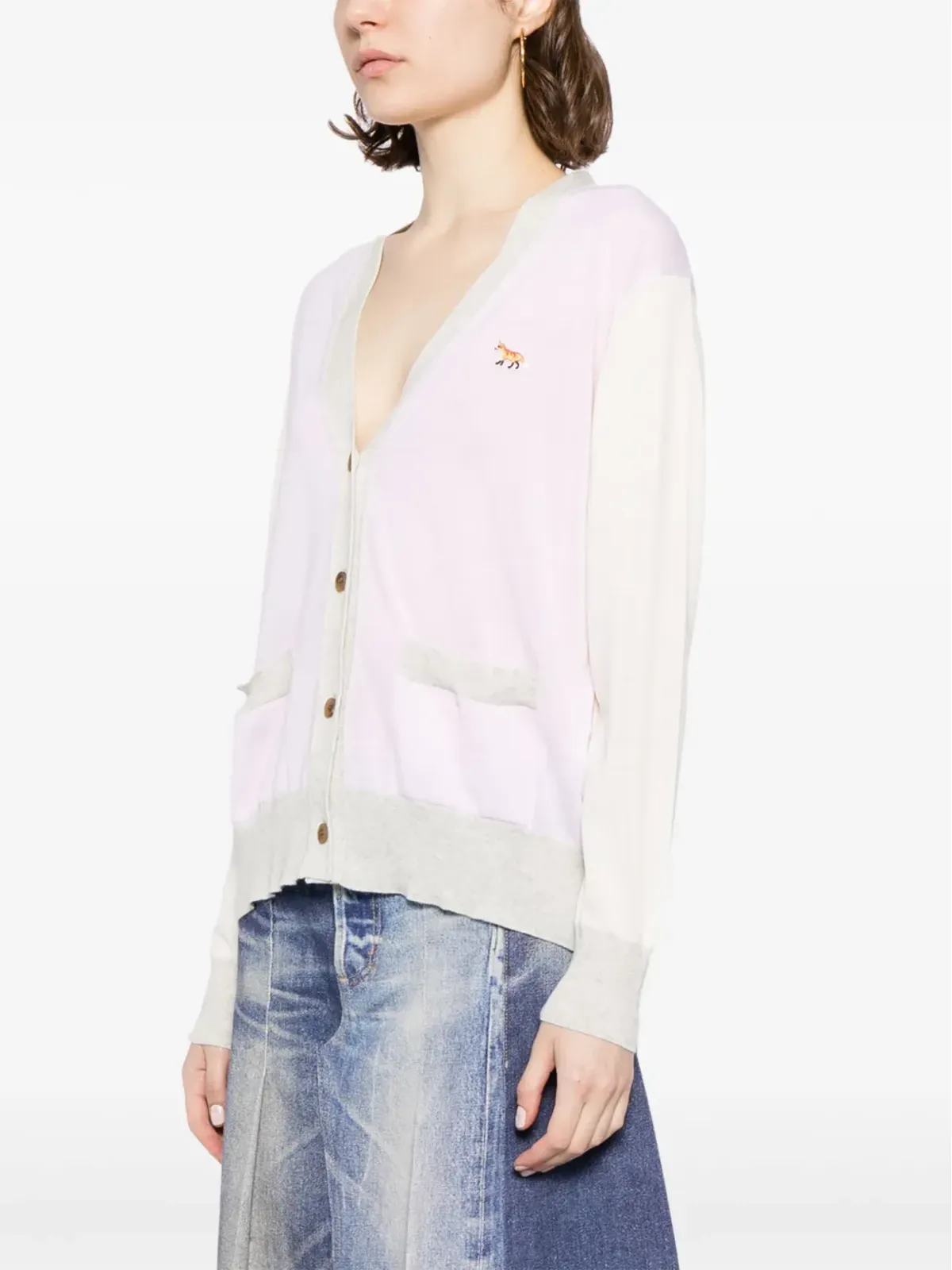 Maison Kitsuné ロゴアップリケ カーディガン - ピンク - 画像3