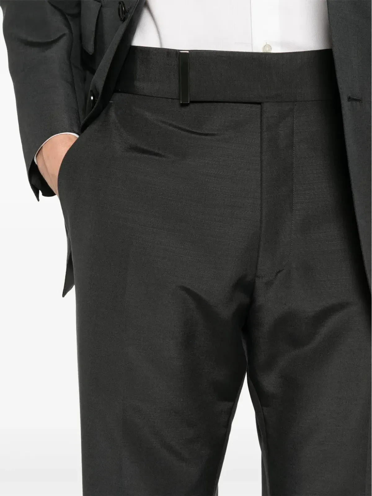 TOM FORD ベルト付き テーラードパンツ グレー - 画像5