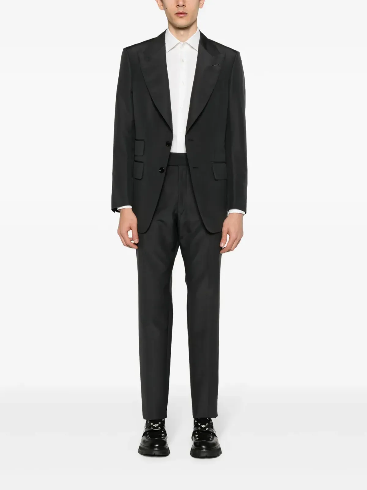 TOM FORD ベルト付き テーラードパンツ グレー - 画像2