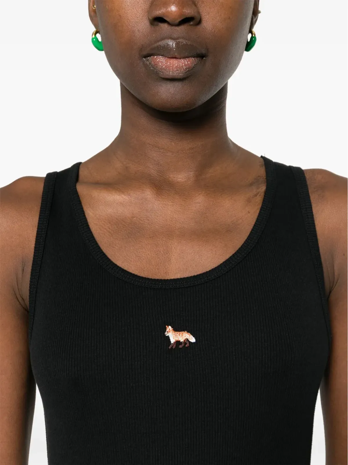 Maison Kitsuné キツネモチーフリブ編みミディドレス - ブラック - 画像5