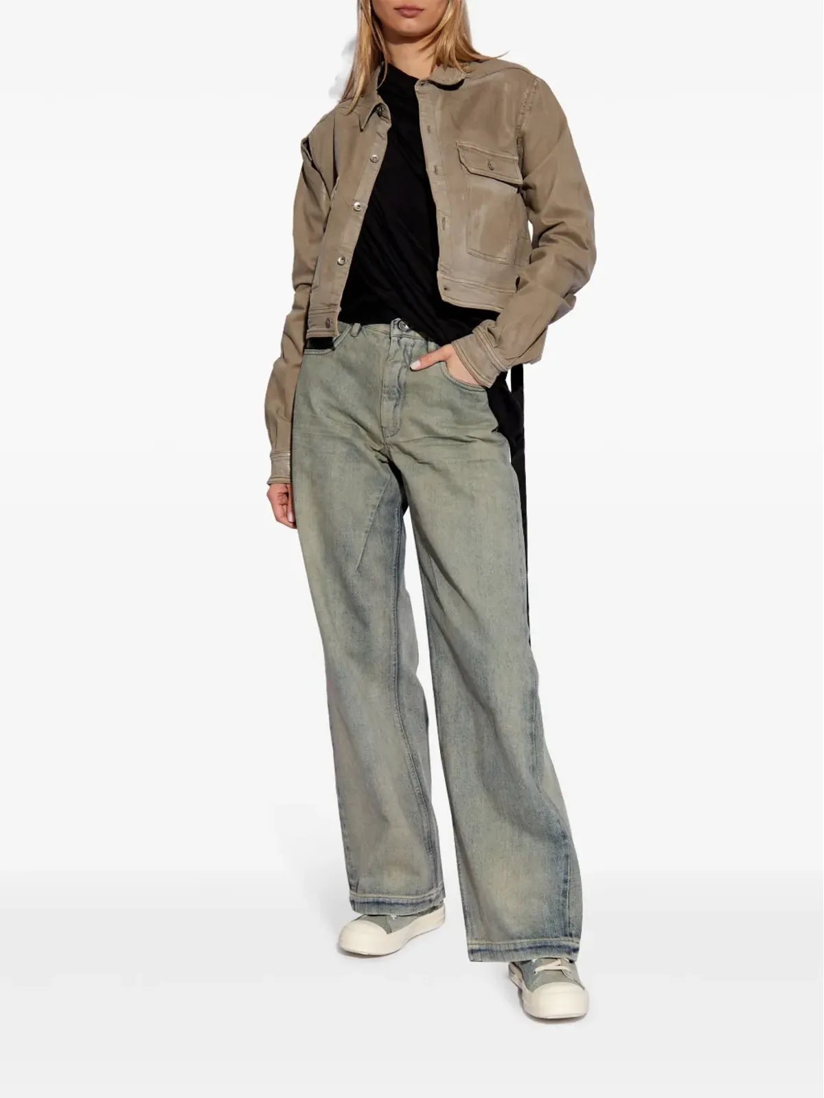 Rick Owens DRKSHDW カットアウト・フォイル加工デニムジャケット - ネチュラル系 - 画像2