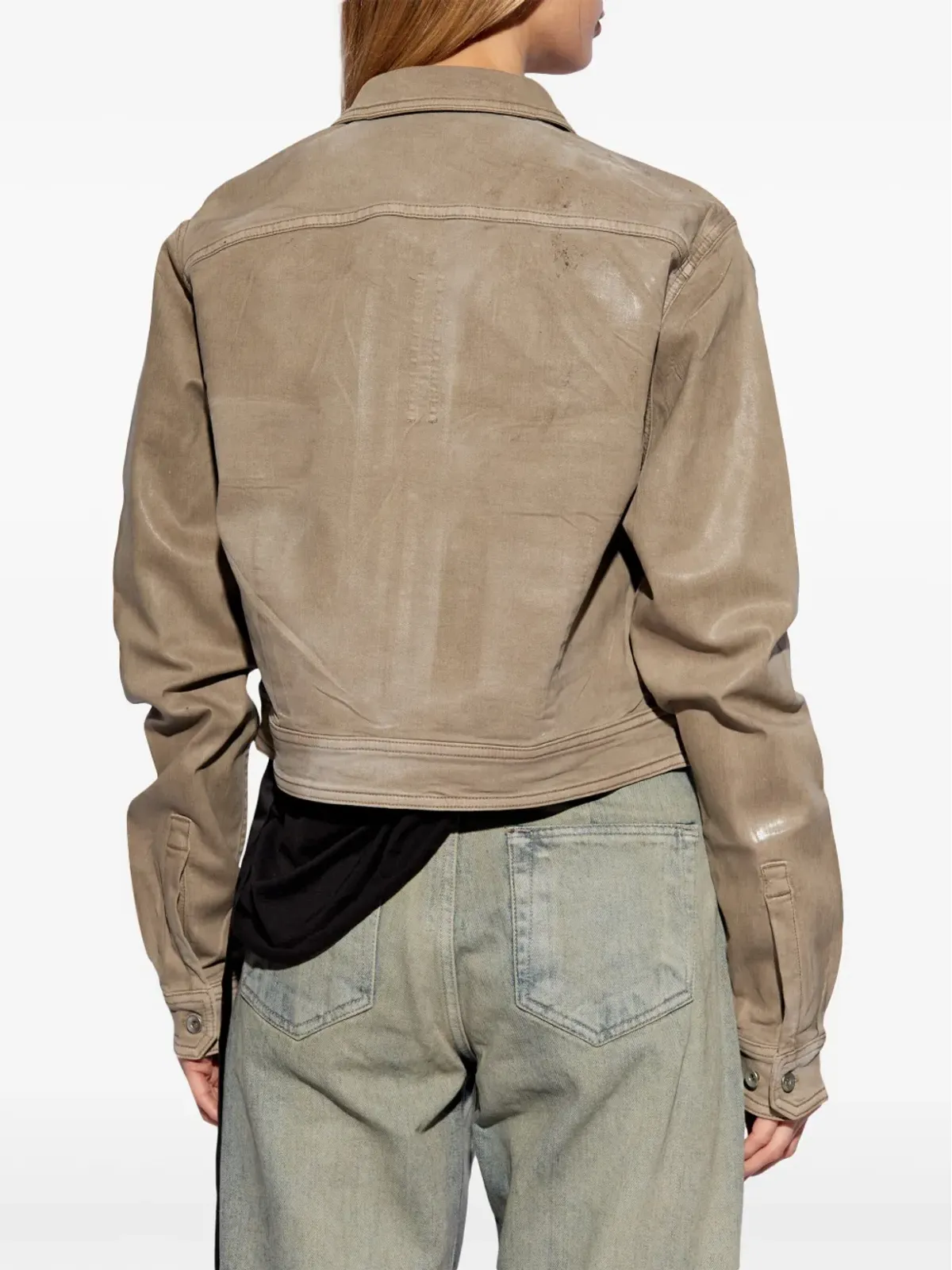 Rick Owens DRKSHDW カットアウト・フォイル加工デニムジャケット - ネチュラル系 - 画像4