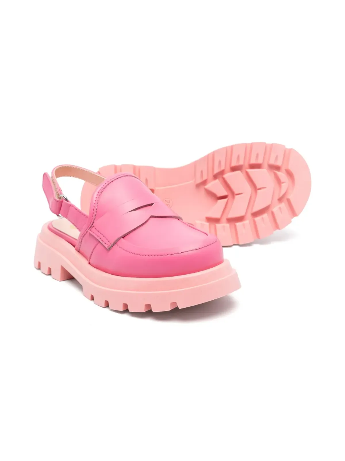 Gallucci Kids スリングバックレザーローファー - 画像2