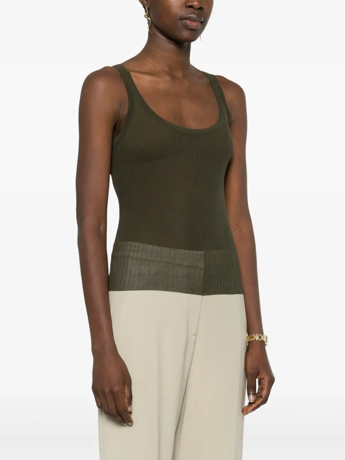 Max Mara Bastia リブ編みシルクトップ - グリーン - 画像3