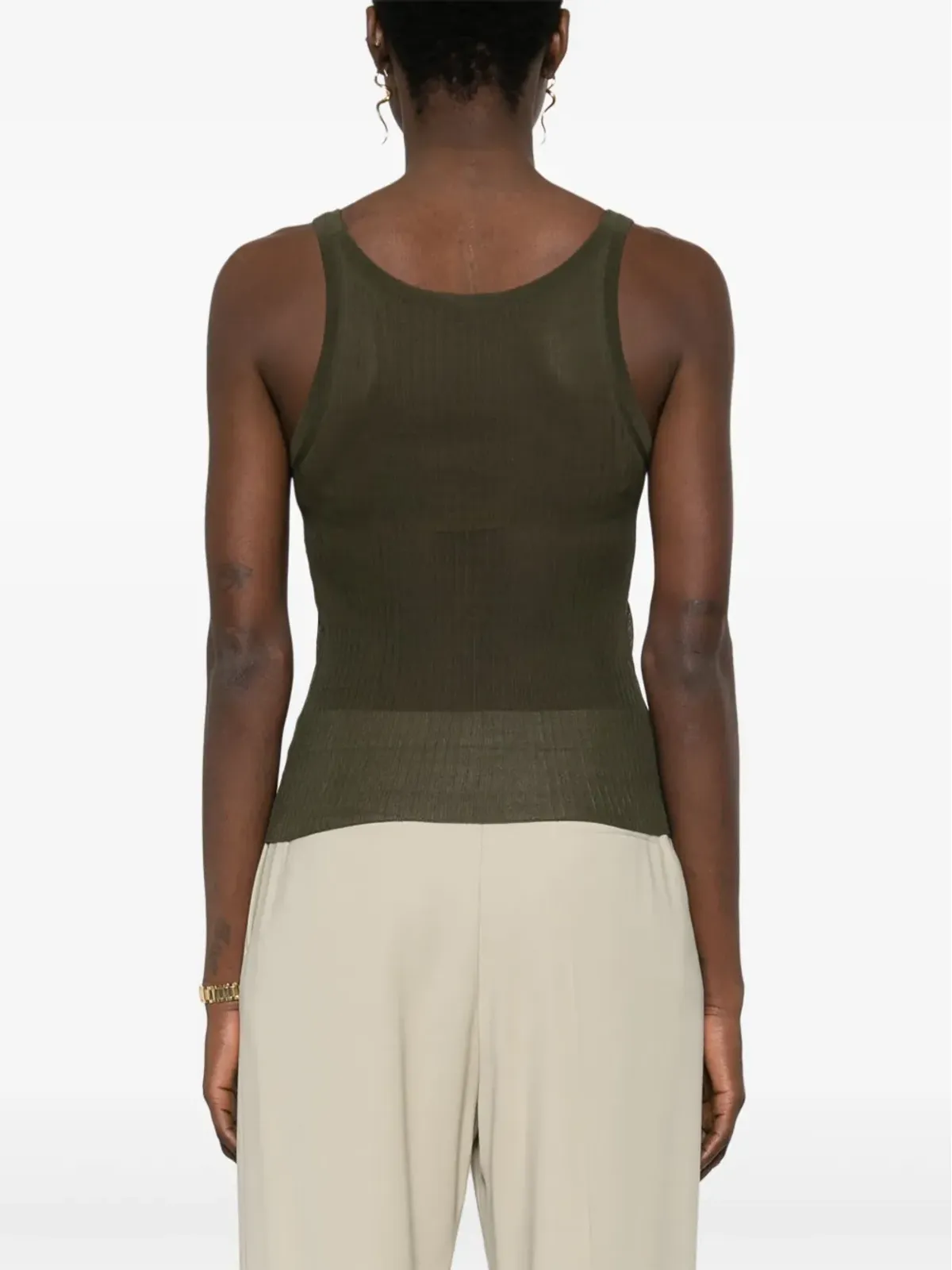 Max Mara Bastia リブ編みシルクトップ - グリーン - 画像4
