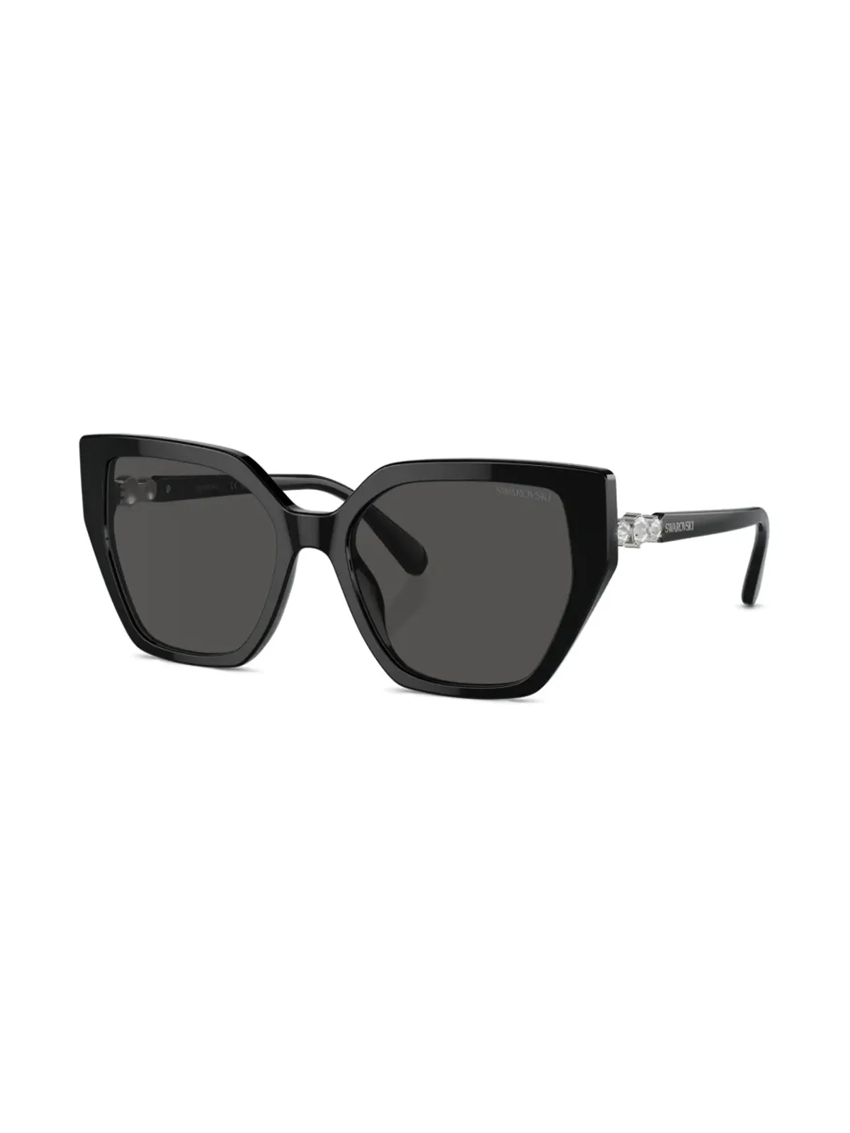 Swarovski Eyewear クリスタル装飾 ジオメトリックフレーム サングラス ブラック - 画像2