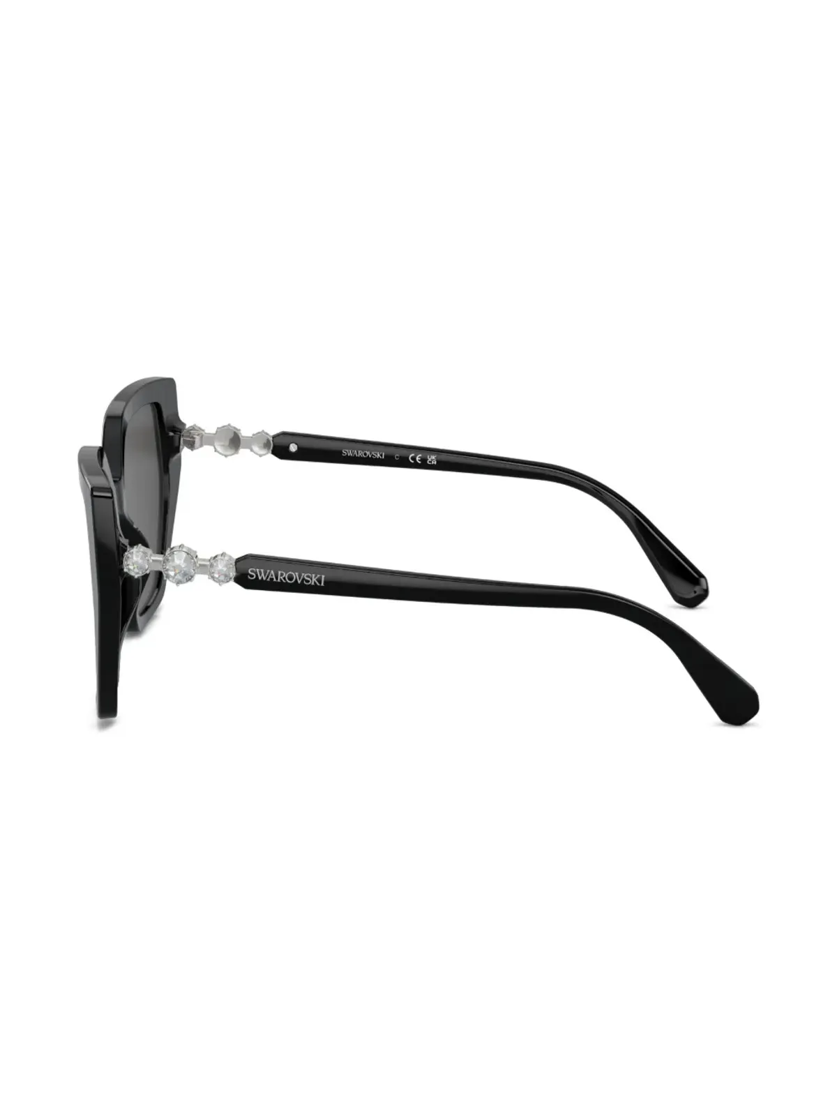 Swarovski Eyewear クリスタル装飾 ジオメトリックフレーム サングラス ブラック - 画像3