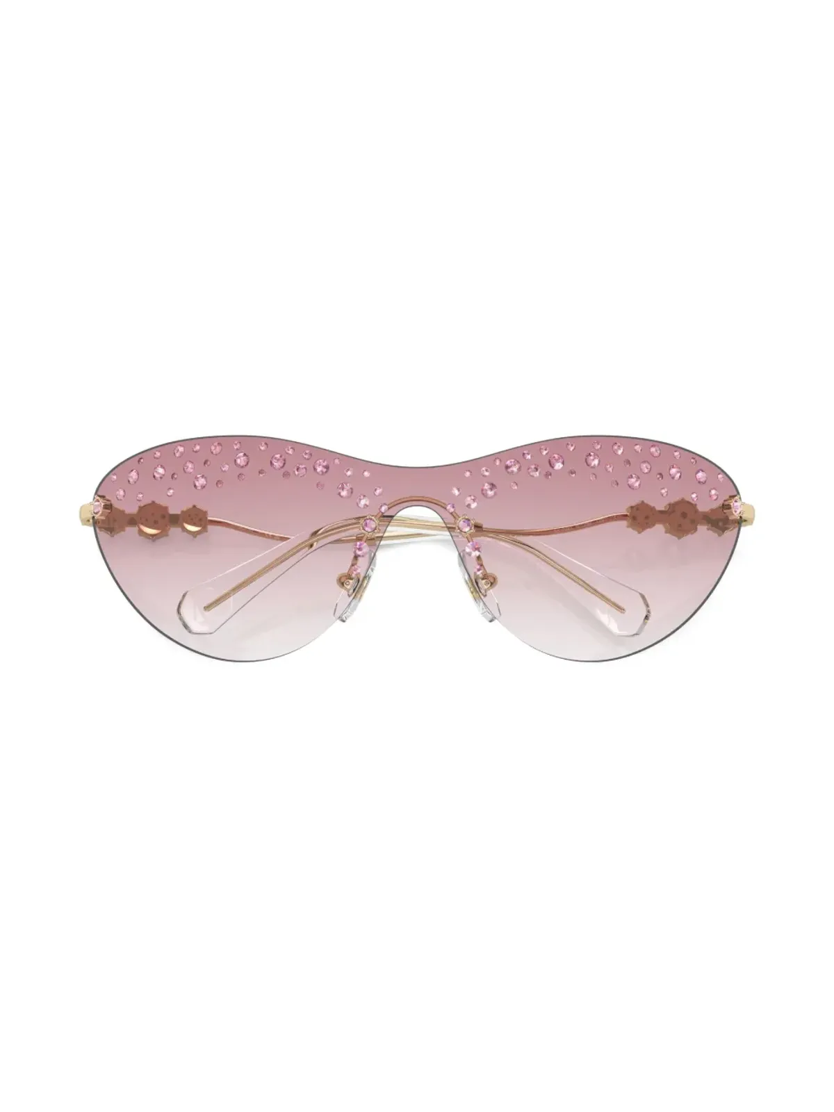 Swarovski Eyewear クリスタル装飾のゴーグルフレーム サングラス - ゴールド - 画像5