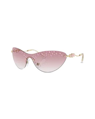 Swarovski Eyewear クリスタル装飾のゴーグルフレーム サングラス - ゴールド - サムネイル2