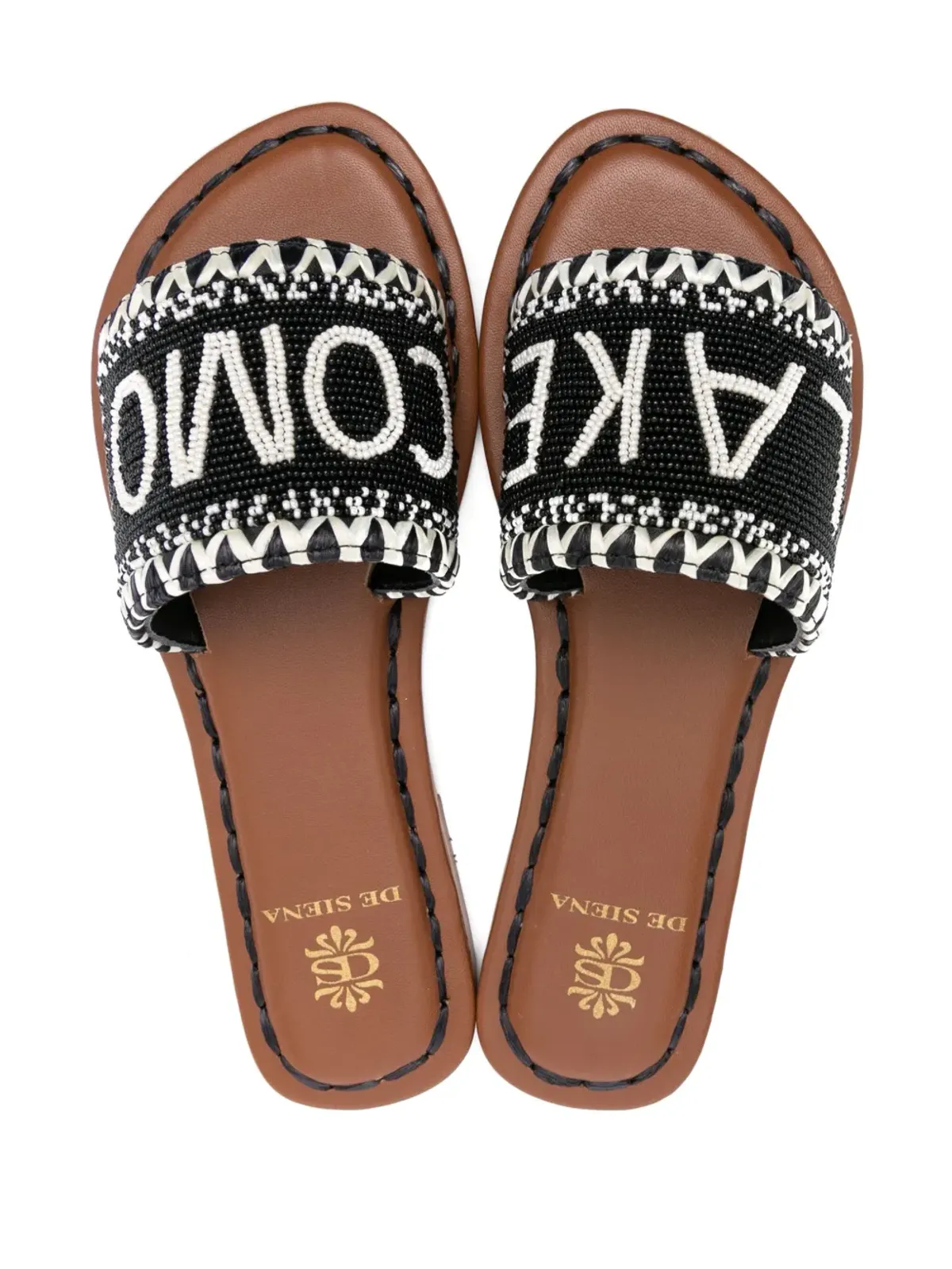 DE SIENA SHOES ビーズ装飾入りレザーサンダル - 画像4