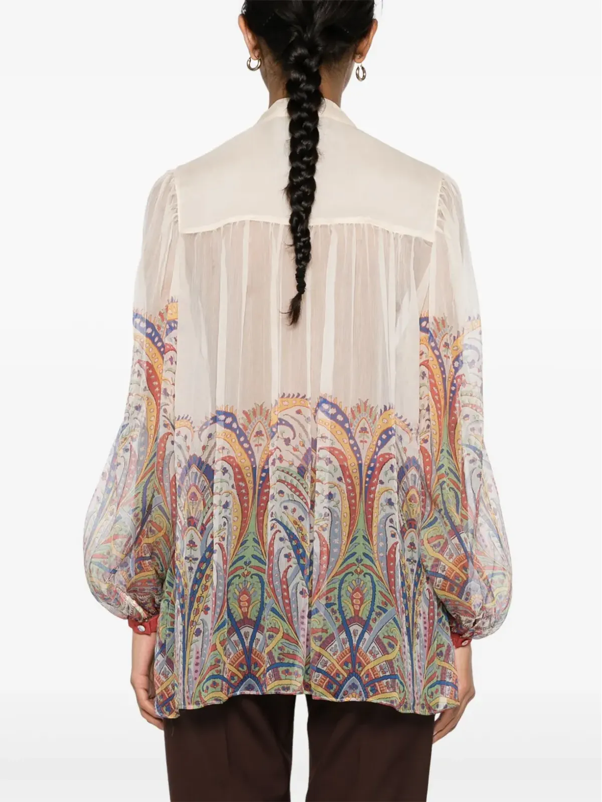 ETRO graphic-print silk blouse - Neutrals - 画像4