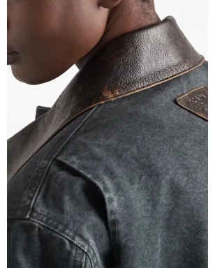Prada トライアングルロゴ キャンバス ジャケット - グレー - サムネイル4