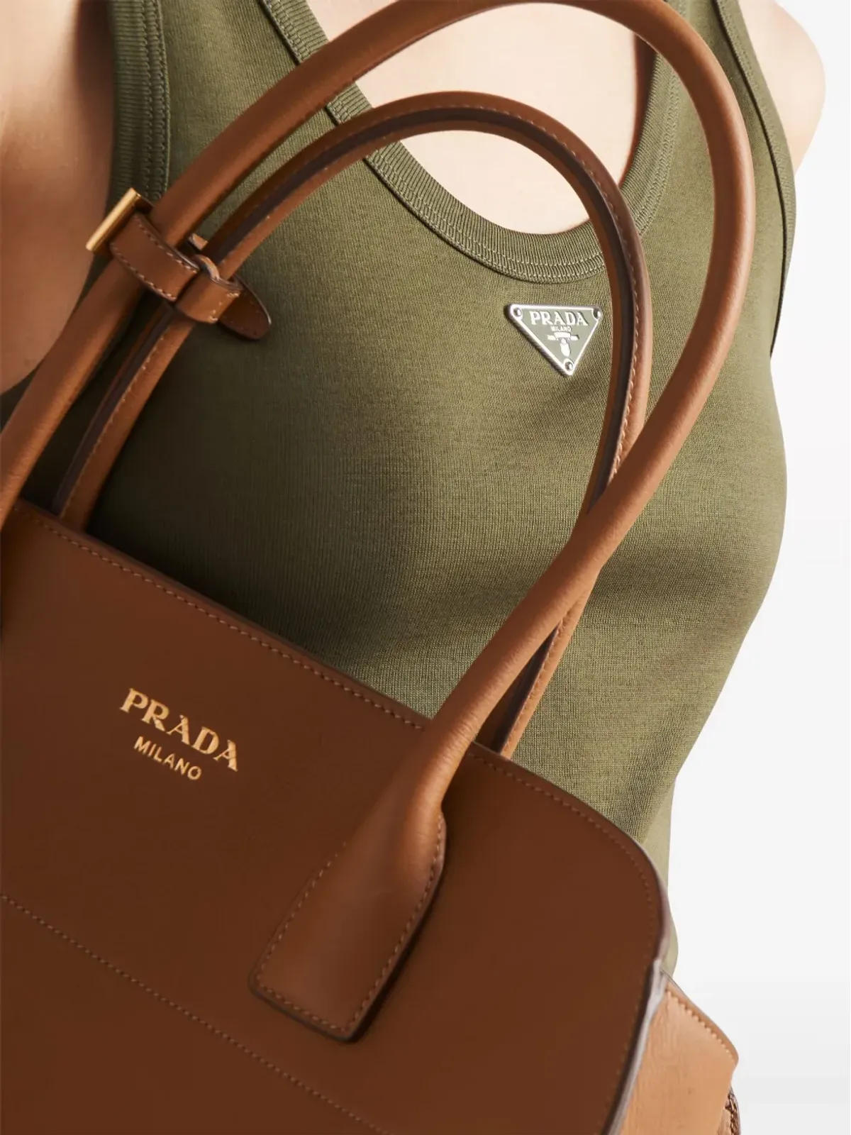 Prada 三角形ロゴ入りリブニットタンクトップ - グリーン - 画像5