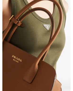 Prada 三角形ロゴ入りリブニットタンクトップ - グリーン - サムネイル5