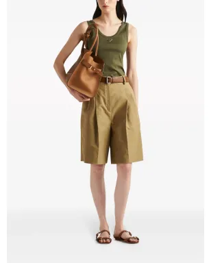 Prada 三角形ロゴ入りリブニットタンクトップ - グリーン - サムネイル2