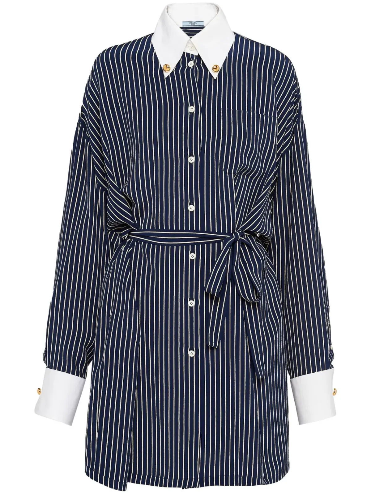 Prada ストライプ柄シルクシャツ - 画像1